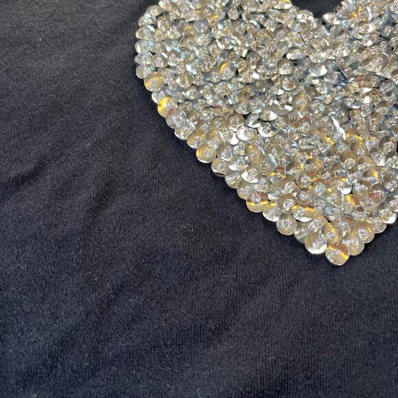 Y2K 2000s Black Sequin Heart Baby Tee Plus Size 3X Punk Grunge Skater - Picture 2 of 6